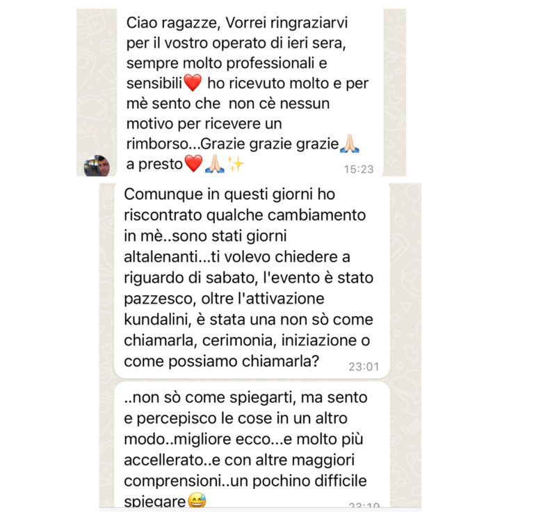 Testimonials, feedback, Andromeda ascension, kundalini activation, tantra, spiritual awakening, attivazione, risveglio spirituale, hypnosis, ipnosi regressiva, kundalini, testimonianze